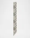 Burberry Check-print Skinny Scarf In Sand Lichen