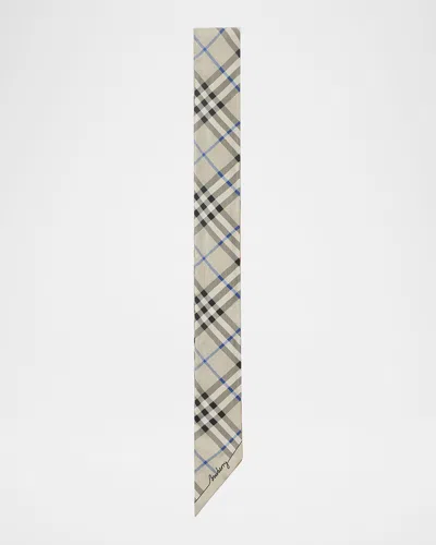 Burberry Check-print Skinny Scarf In White