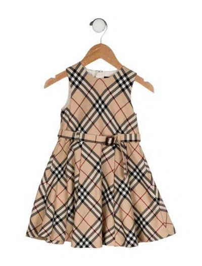 Pre-owned Burberry Babies' Check Print Sleeveless Dress In Neutral