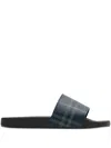 Burberry Check Print Slides In Black