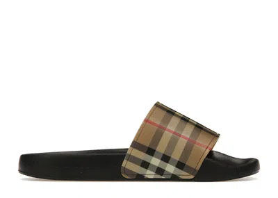Pre-owned Burberry Check Print Slides (women's) Sneakers In Archive Beige/black
