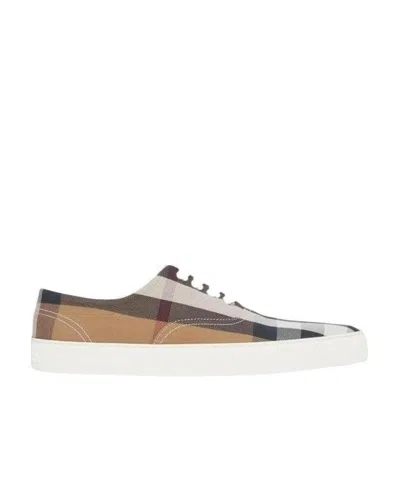 Burberry Check-print Sneakers In White