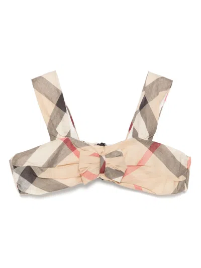 Burberry Kids' Check-print Swimsuit In Neutral
