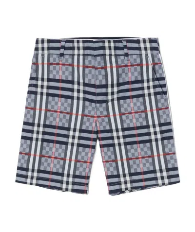 Burberry Check-print Tailored Shorts In Gray