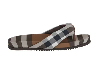 Pre-owned Burberry Check Print Thong Sandals Brown