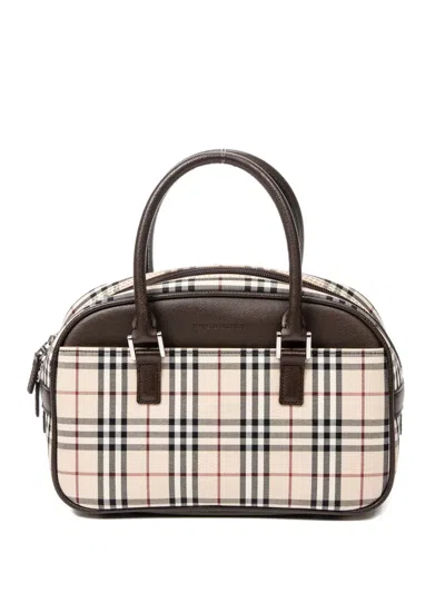 Pre-owned Burberry Check-print Tote Bag In Neutral