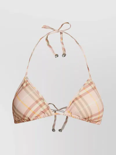 Burberry Check Print Triangle Top Bikini Bra In Rosa