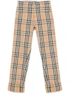 Burberry Check-print Trousers In Nude