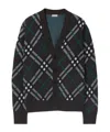 Burberry Checked V-neck Buttoned Cardigan In Green