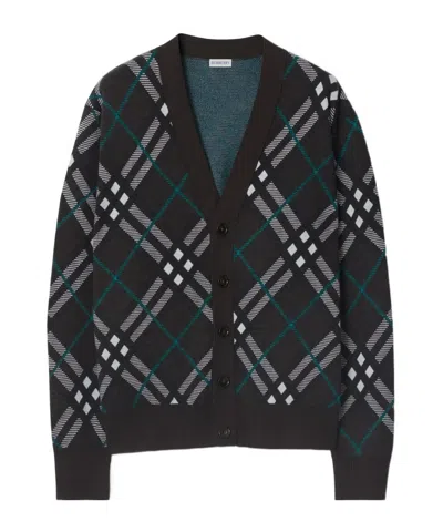 BURBERRY BURBERRY CHECKED V-NECK BUTTONED CARDIGAN
