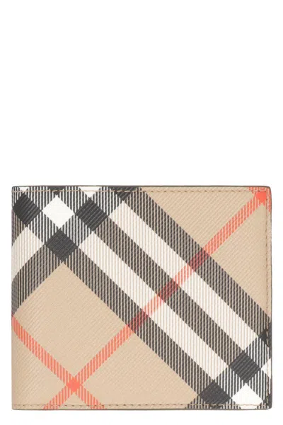 Burberry Check Print Wallet In Sand