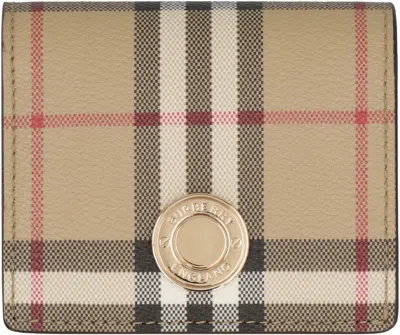 Burberry Check Folding Wallet In Neutrals