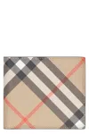 Burberry Check Print Wallet In Sand
