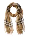 Burberry Check Print Wool & Silk-blend Scarf Archi