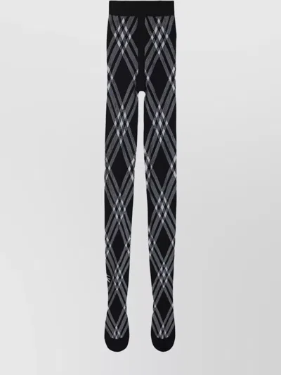 BURBERRY CHECK PRINT WOOL-BLEND TIGHTS