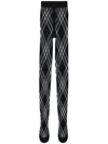 Burberry Check Print Wool-blend Tights In Black