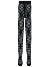 BURBERRY CHECK-PRINT WOOL-BLEND TIGHTS