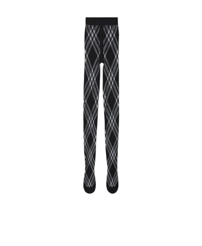 Burberry Check-print Wool-blend Tights In Black