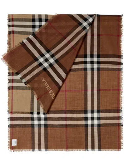 Burberry Check-print Wool-silk Scarf In Arcbeige