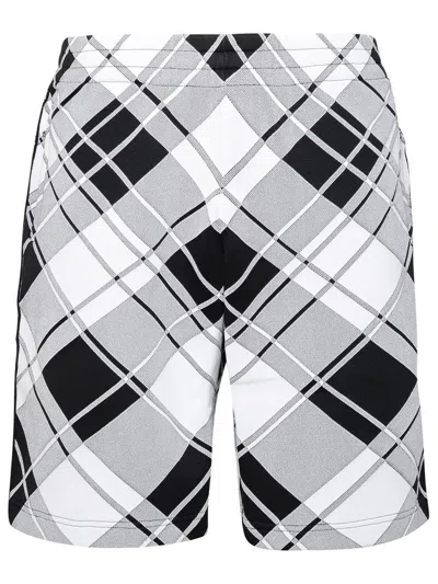 Burberry Check Nylon Blend Shorts In Monochrome