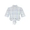 Burberry Women's Embroidered Poplin Shirt In Blue
