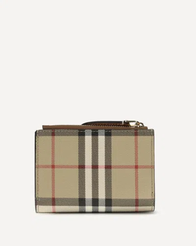Burberry Check Printed Canvas Wallet In Brown