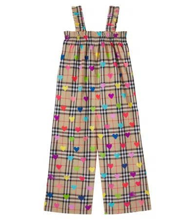 Burberry Kids' Heart Check Jumpsuit In Multi