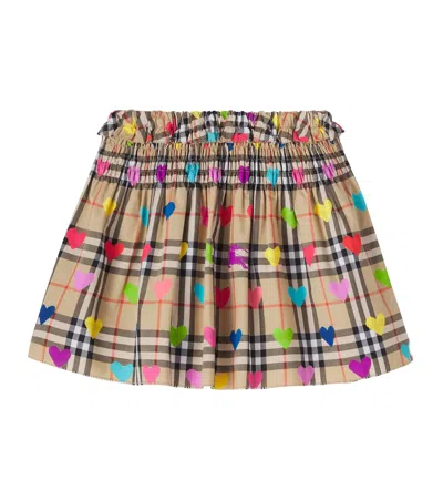 Burberry Kids'  Check Printed Cotton Skirt In Multi