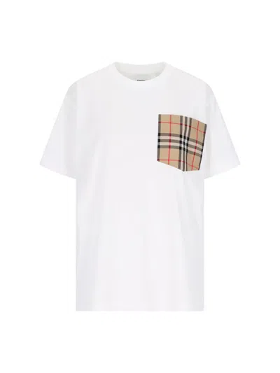 Burberry Check Printed Crewneck T In White