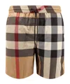 Burberry Beige Check Swim Shorts In Black