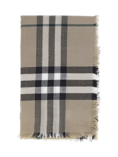 Burberry Check Printed Frayed In Multi