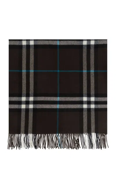 Burberry Cashmere Scarf With Check Pattern In Black