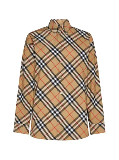 Burberry Check Printed Long Sleeved Shirt In Multi