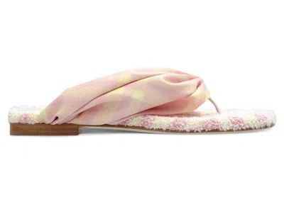 Pre-owned Burberry Check Printed Opentoe Flat Sandals (women's) Sneakers In Pink