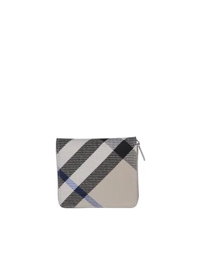 Burberry Check Printed Zip In Gray