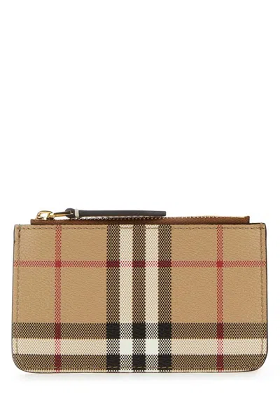 Burberry Check Printed Zipped Coin Case In Multi