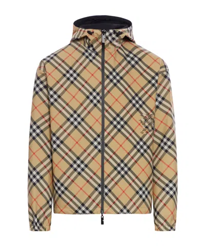 Burberry Check Twill Jacket In Beige