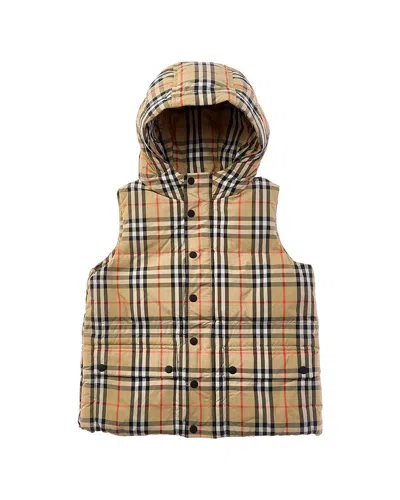 Burberry Check Puffer Down Gilet In Brown