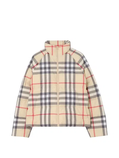 Burberry Check Puffer Jacket In Animal Print
