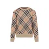 Burberry Sand Beige Wool Check Pullover In Multicolor