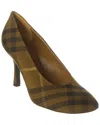 Burberry Tartan Patterned Canvas Pumps With Covered Heel 9cm In Green