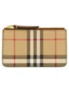 Burberry Women Beige Vintage-check Print Zipped Wallet, Onesize Luxury Card Holders For Women Darveys In Multi