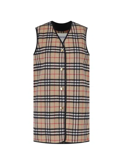 Burberry Check Quilted Gilet In Neutrals