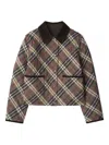 Burberry Cropped Check Quilted Cotton Jacket In Brown