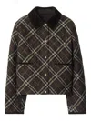 Burberry Cropped Quilted Nylon Jacket With Check Pattern Women In Multi