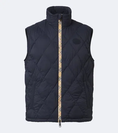 Burberry Check Quilted Vest In Blau