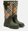 Burberry Women Rainboots With Traditional Check Insert In Green