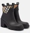 Burberry Marsh Stamp Checked Nylon-trimmed Rubber Ankle Boots In Black