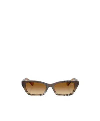 Burberry Check Rectangle-frame Sunglasses In Brown