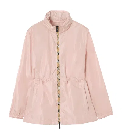 Burberry Check Relaxed Parka In Pink